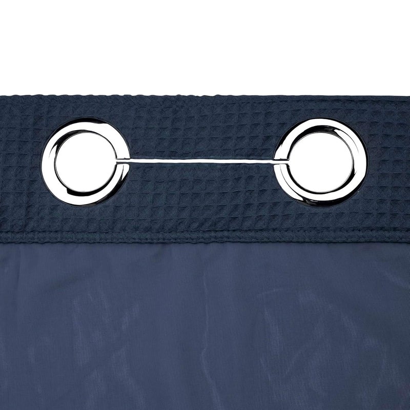 River Dream Navy Blue Fabric Shower Curtain Set, Cotton Blend, Waffle Weave, with Snap in Replacement Linerï¼Œ71 x 74 inches - Image 4
